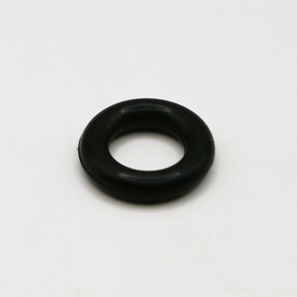 Black rubber O-Ring on white background. 