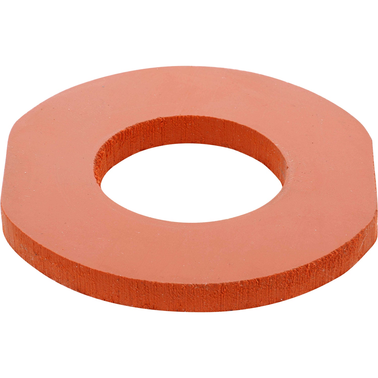 Orange rubber, disk-shaped seal with flats on both outer edges. P0-02198