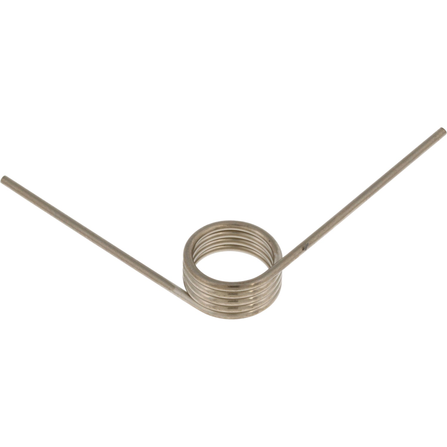 302 stainless steel torsion spring on white back ground. 90 Degree right hand wound. 9287K236