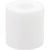 Cylindrical white plastic part with through hole on white background.