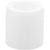 Cylindrical white plastic part with through hole on white background.