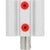 Small pneumatic cylinder with red plastic plugs pressed into threaded holes. CQ2B25-10Z-DUW02480