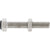 Stainless Steel stopper bold with hex nut and black rubber stopper on white background. 