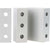 Three differently sized, grey rectangular blocks made of hard anodized aluminum. Each block as three evenly spaced through holes. Parts shown on white background.