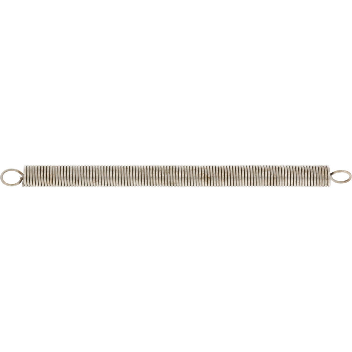 6 inch long, 302 Stainless Steel Corrosion Resistant Extension Spring with Loop Ends on white background. 94135K59