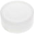 White cylindrical machined part made of Delrin plastic, shaped like a puck on white background