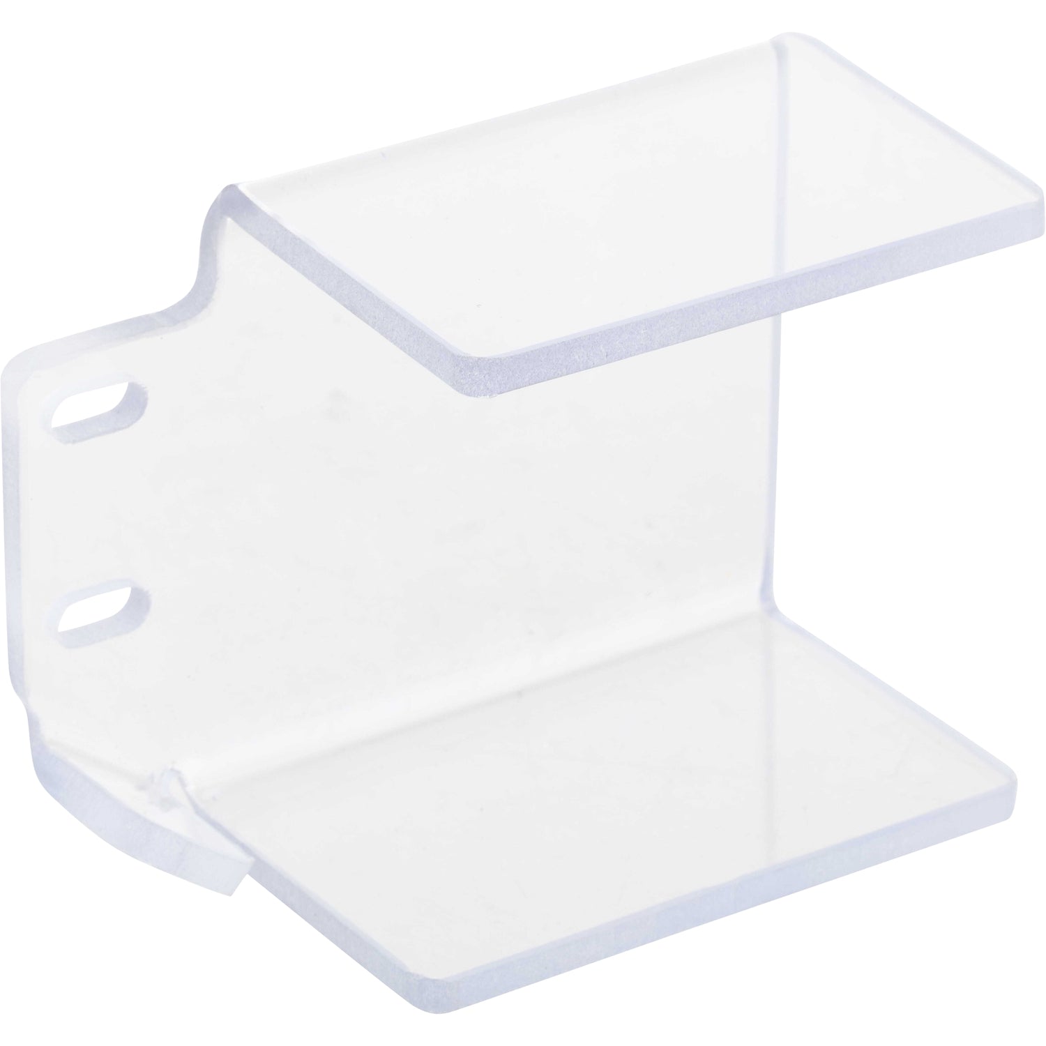 Clear bent polycarbonate guarding shown on a white background.