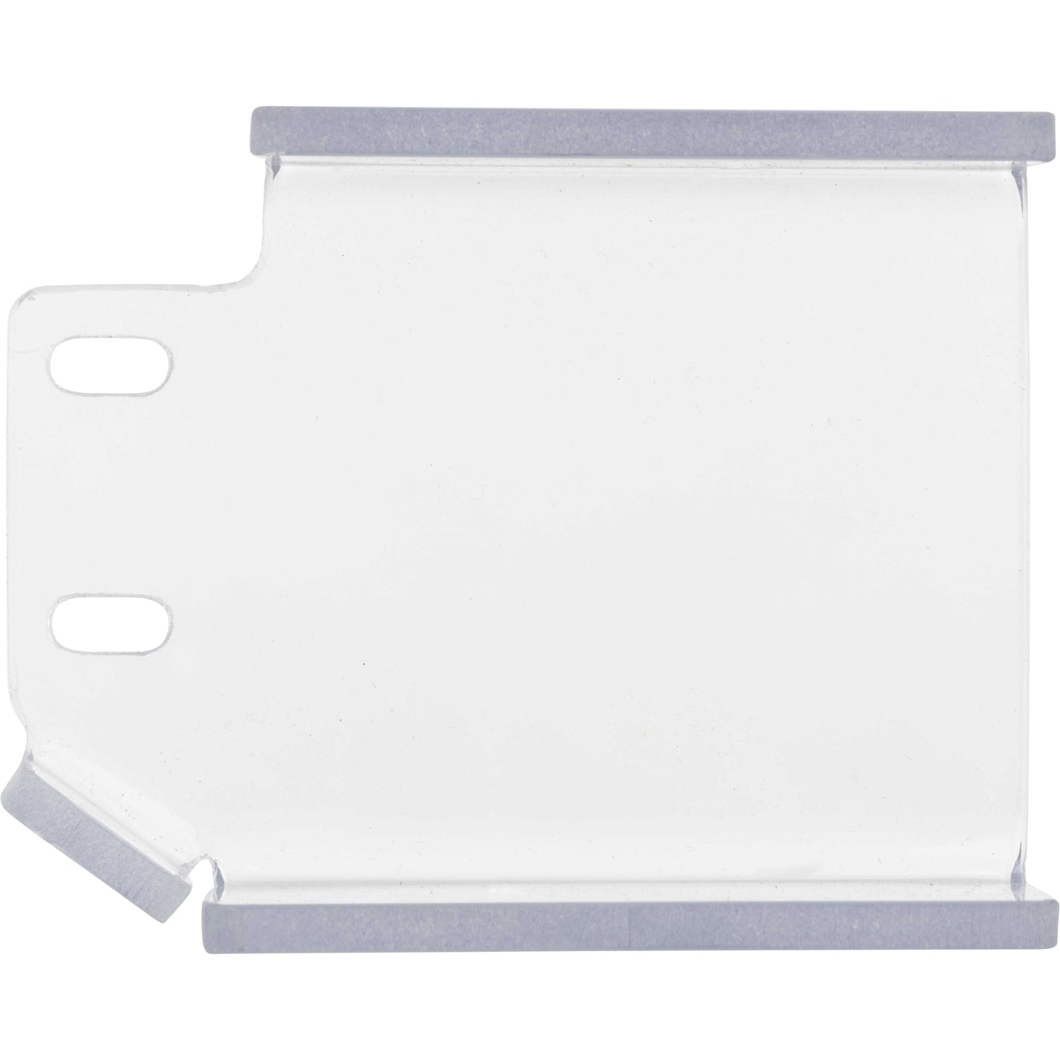 Clear bent polycarbonate guarding shown on a white background.