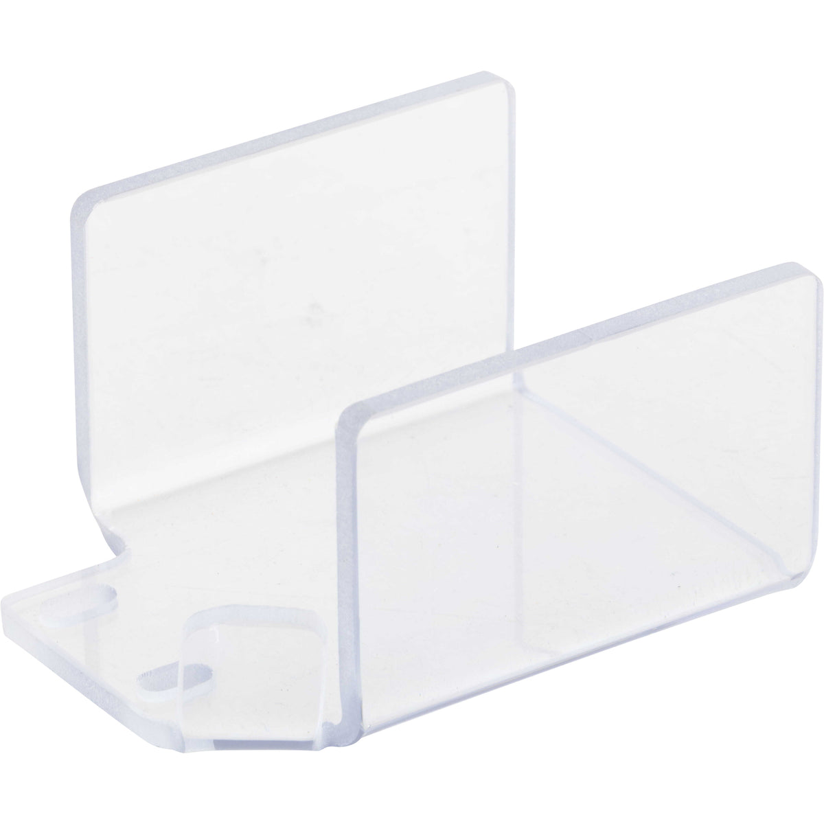 Clear bent polycarbonate guarding shown on a white background.