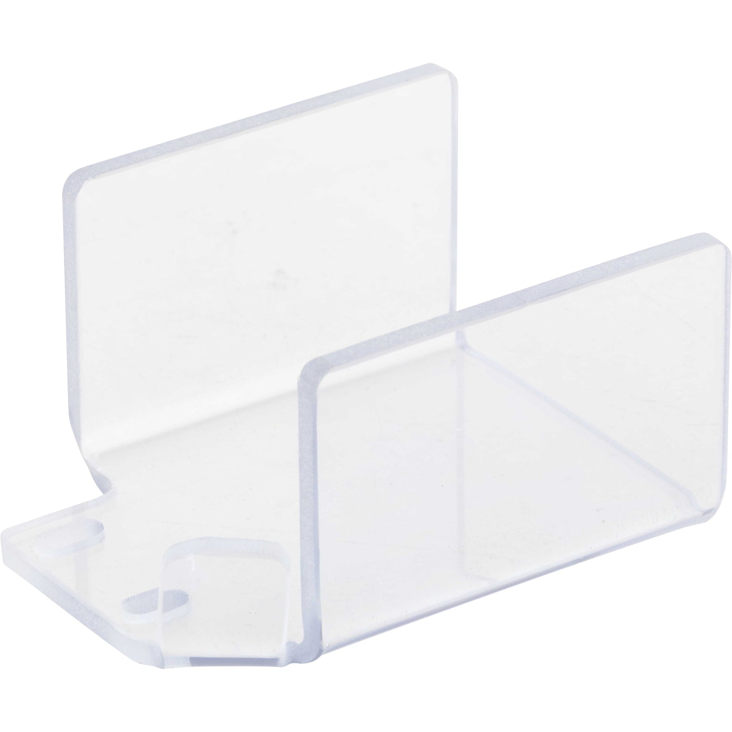 Clear bent polycarbonate guarding shown on a white background.