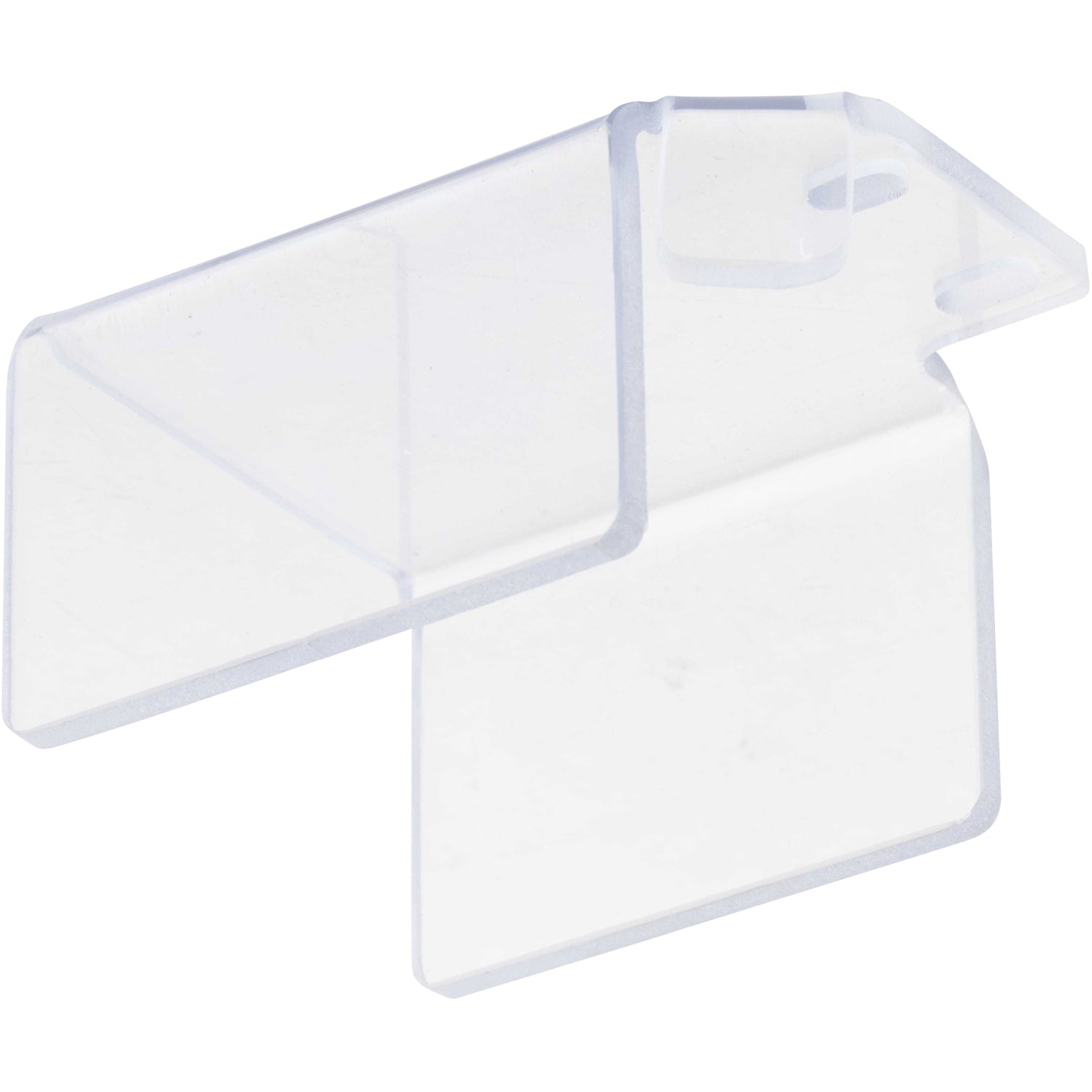 Clear bent polycarbonate guarding shown on a white background.