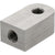 Stainless Steel Rectangular block with one rounded end and two threaded holes shown on white background. 