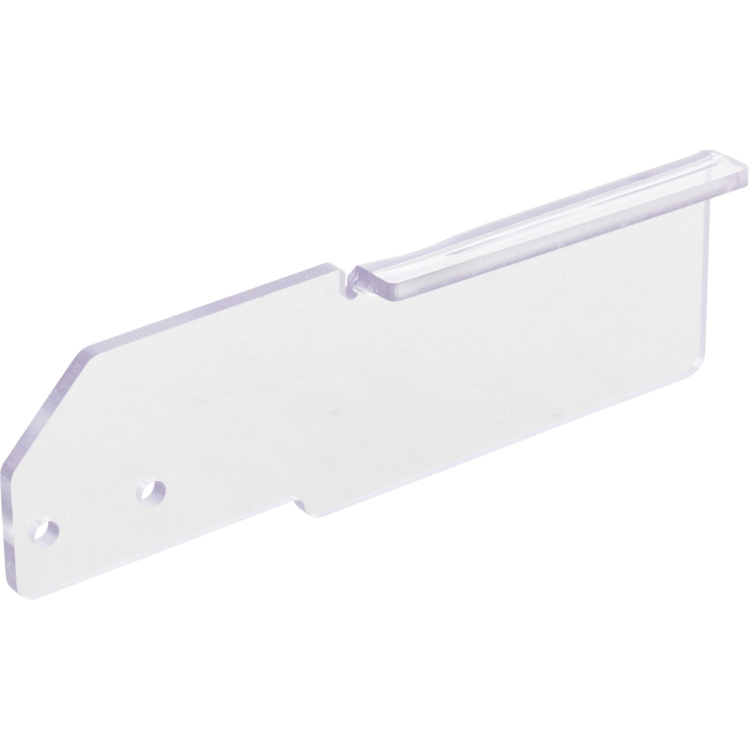 Clear bent polycarbonate guarding shown on a white background.