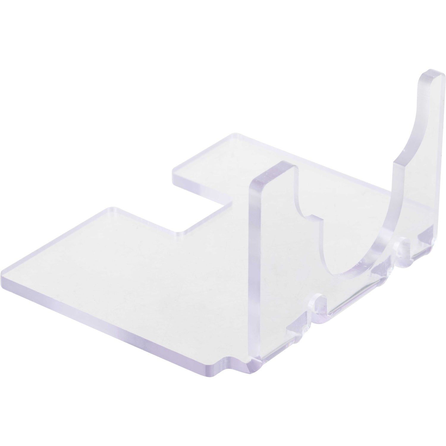 Clear bent polycarbonate guarding shown on a white background. 