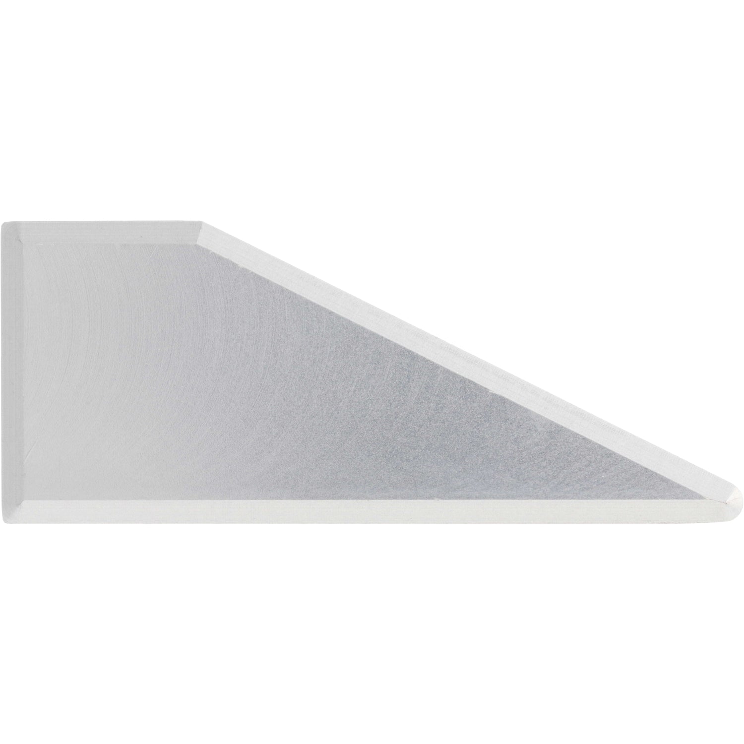Wedge shaped hard anodized aluminum part with threaded hole on flat surface. Part shown on white background.