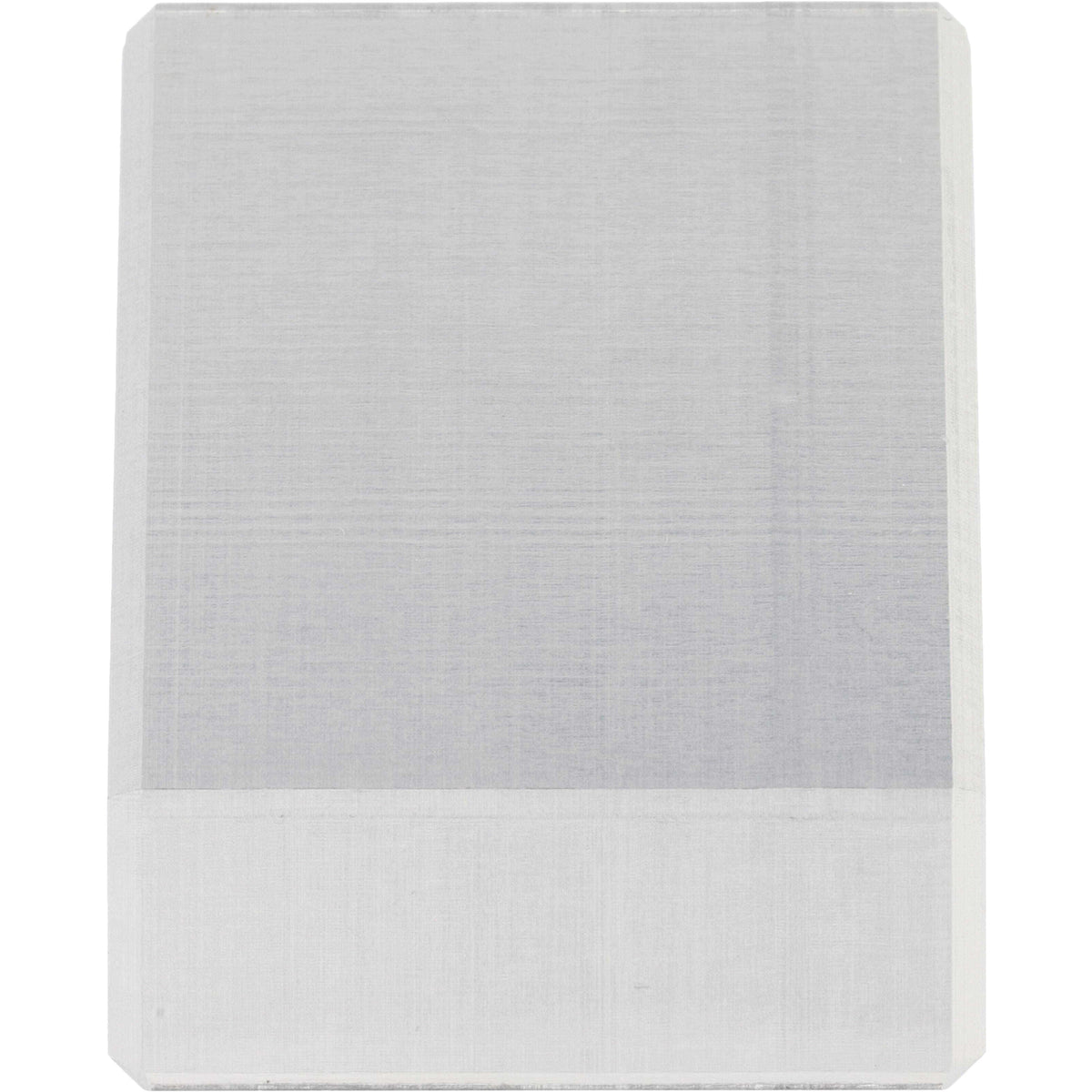 Wedge shaped hard anodized aluminum part with threaded hole on flat surface. Part shown on white background.