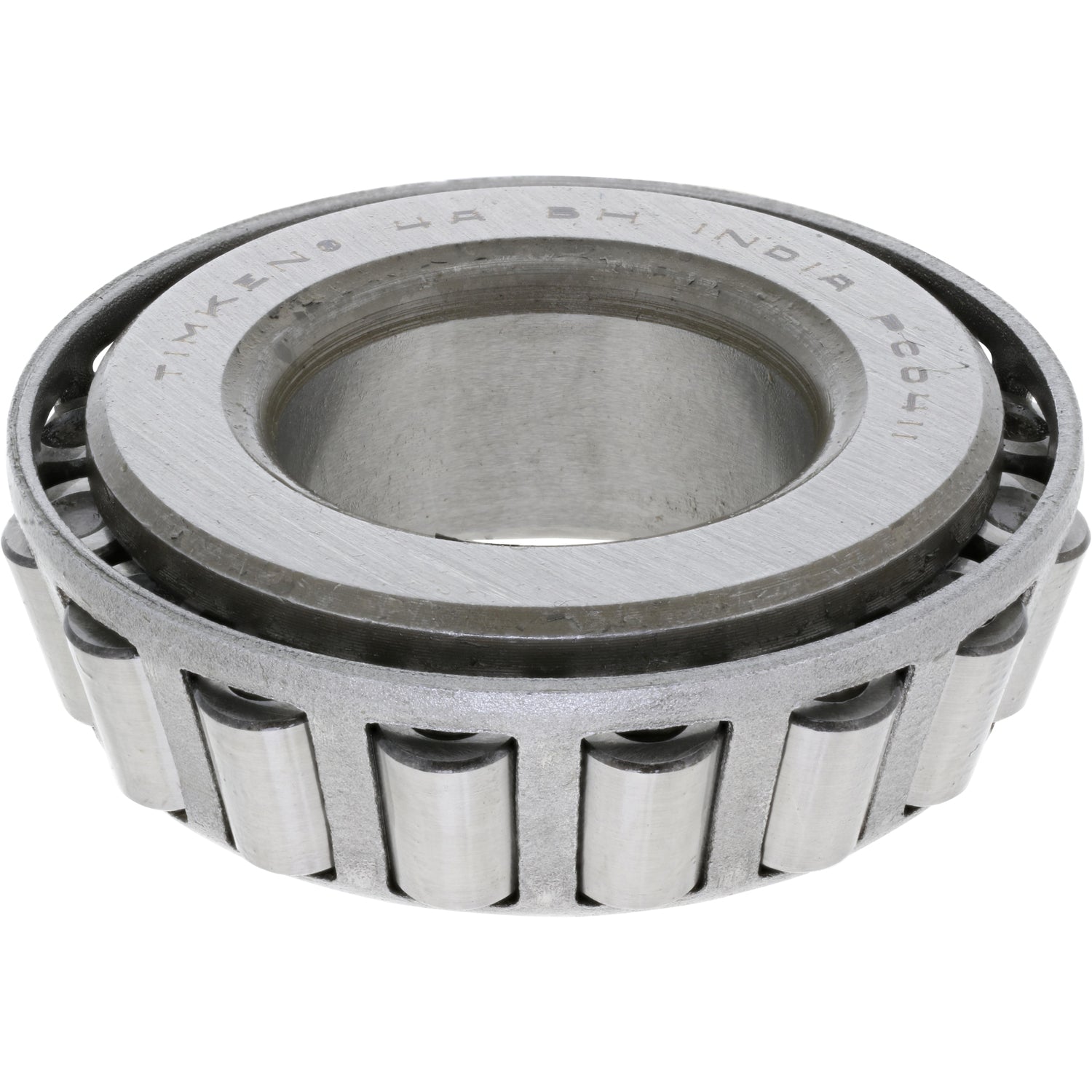 Steel tapered bearing on white background. 