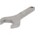 Stainless steel wrench with rounded handle shown on white background. 